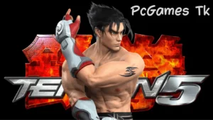 Background Tekken 5 download written with Jin Kazama